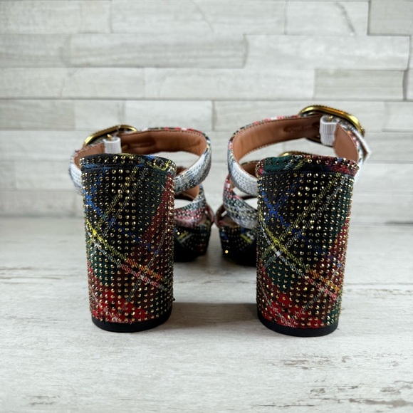 Kurt Geiger London MAYFAIR PLATFORM MULE HEEL Size 37 US 7 Plaid Rhinestone NEW - Picture 6 of 13